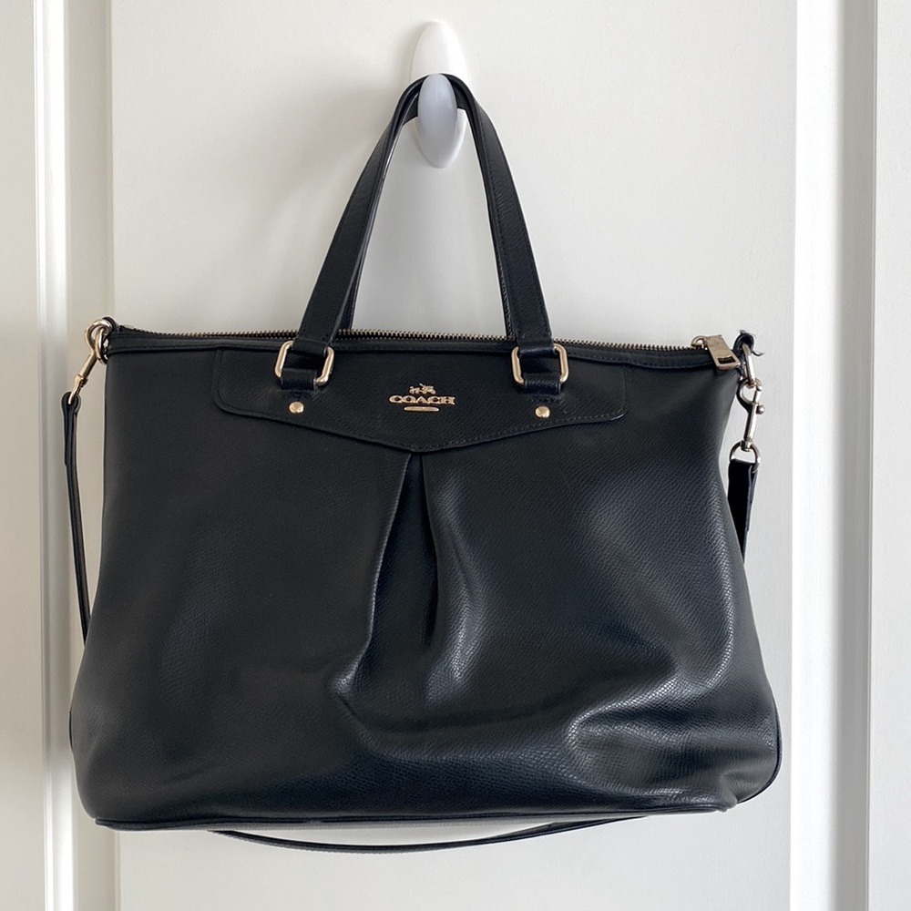 Coach Crossgrain Leather Pleated Tote